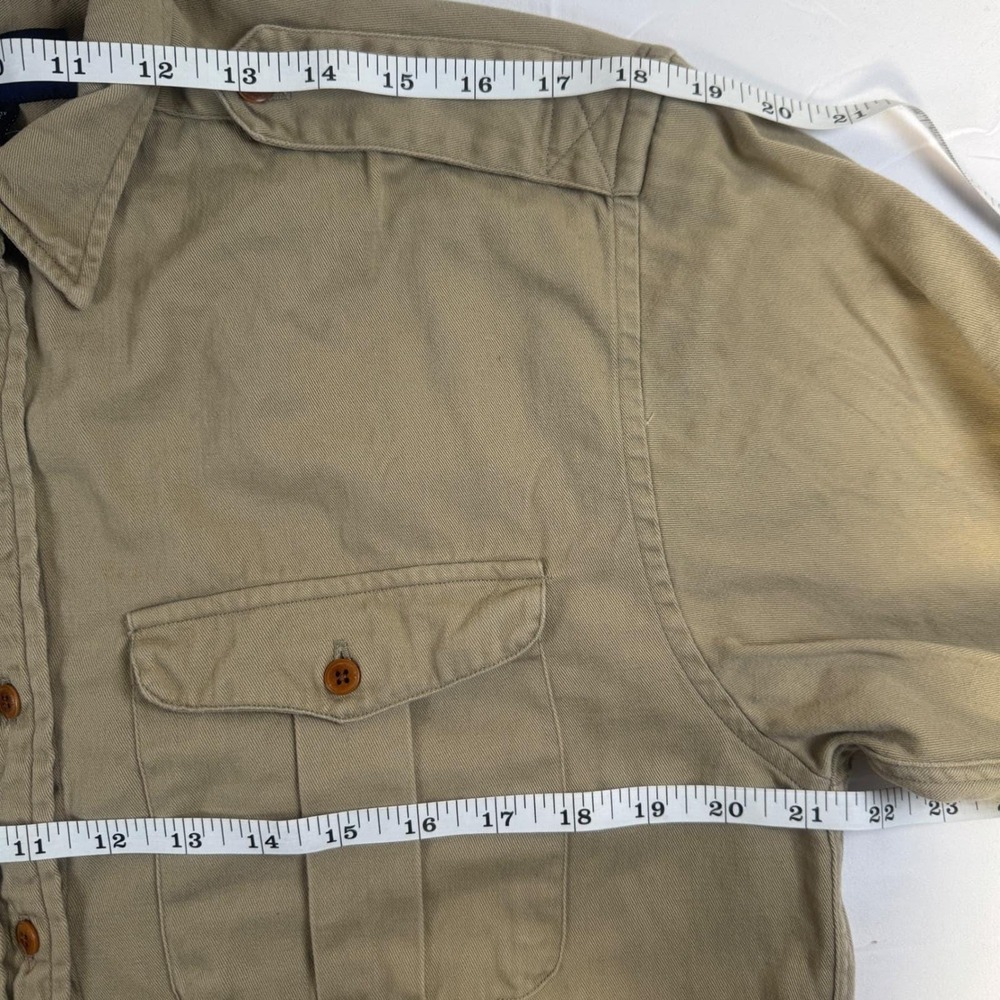 Ralph Lauren Mens Safari Military Field Shirt Khaki Tan Cotton Twill Size 8 - Picture 8 of 11